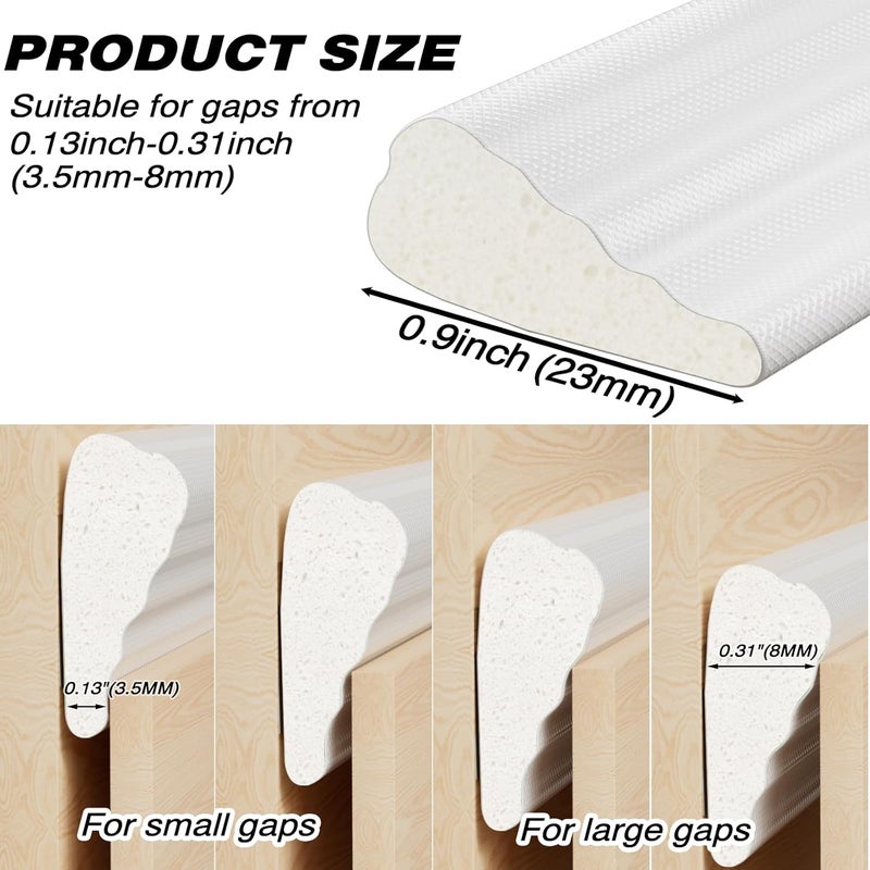 Conwang 3 Pcs 196" Wedge-Shape Weather Stripping Door Seal,Windows and Doors Insulation,Self Adhesive Insulation Foam Anti-Collision Strip,Weatherstrip Tape for Door Soundproofing,Noise Drafts Blocker,White - Image 2